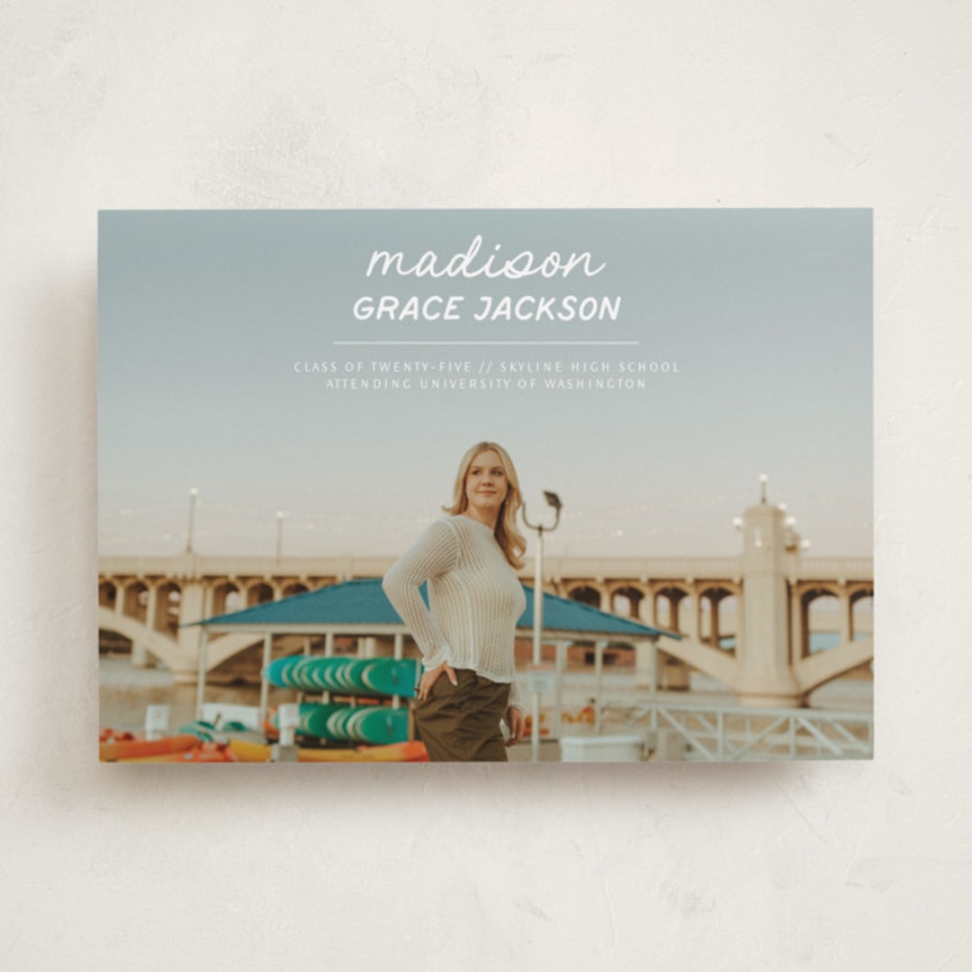 "Handwritten Stack" - Graduation Announcements in Snow by Stephanie Heinrich Godbout - Front