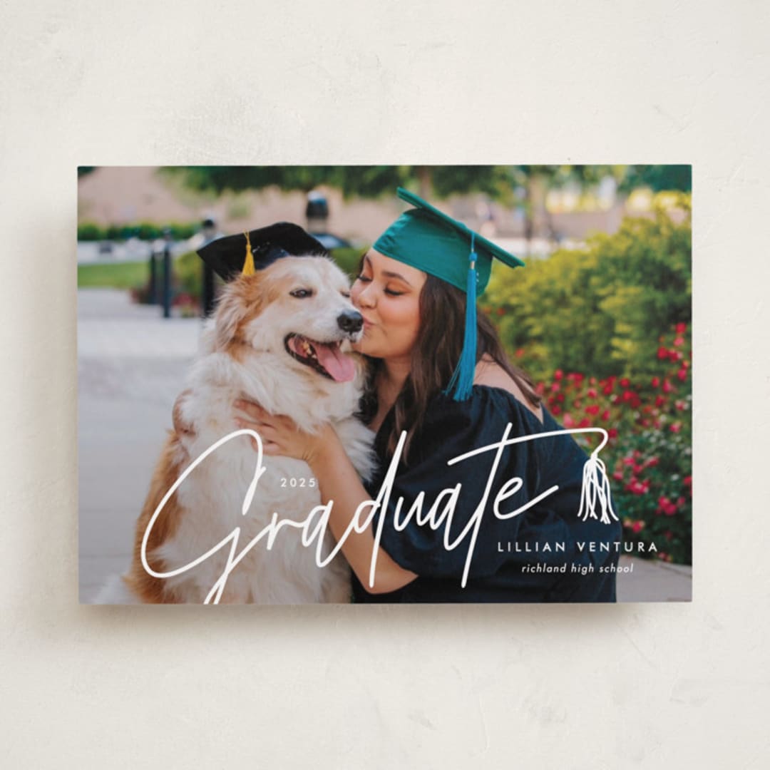 "Tassled T" - Graduation Announcements in Snow by Lauren Chism - Front