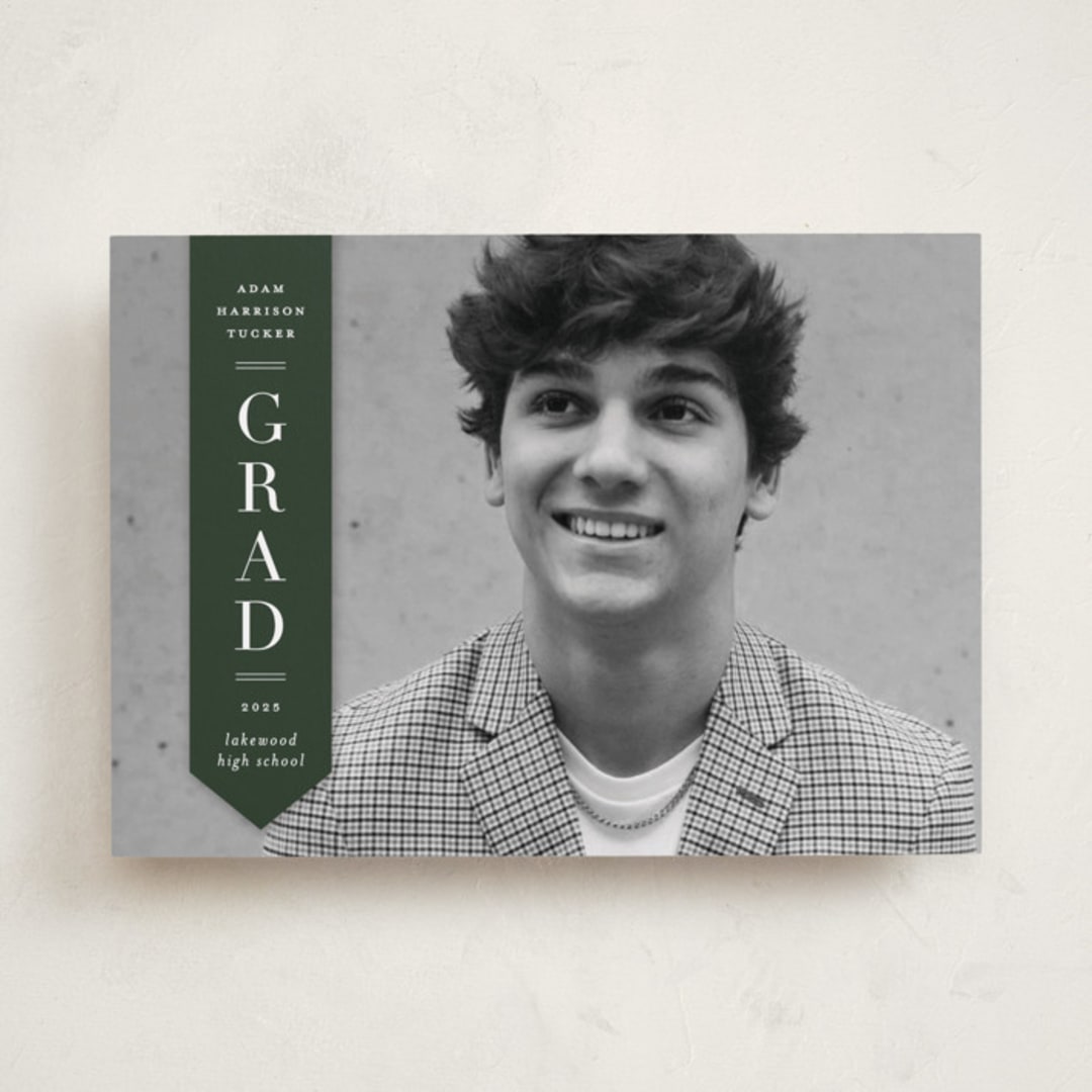 "Classic Sash" - Graduation Announcements in Pine by Lauren Chism - Front