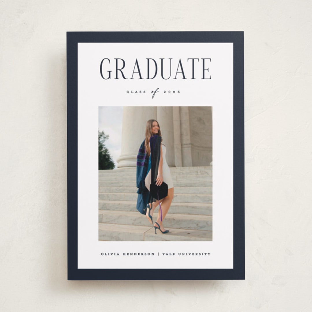 "classic layout" - Graduation Announcements in Navy by Christy Hy Lee - Front