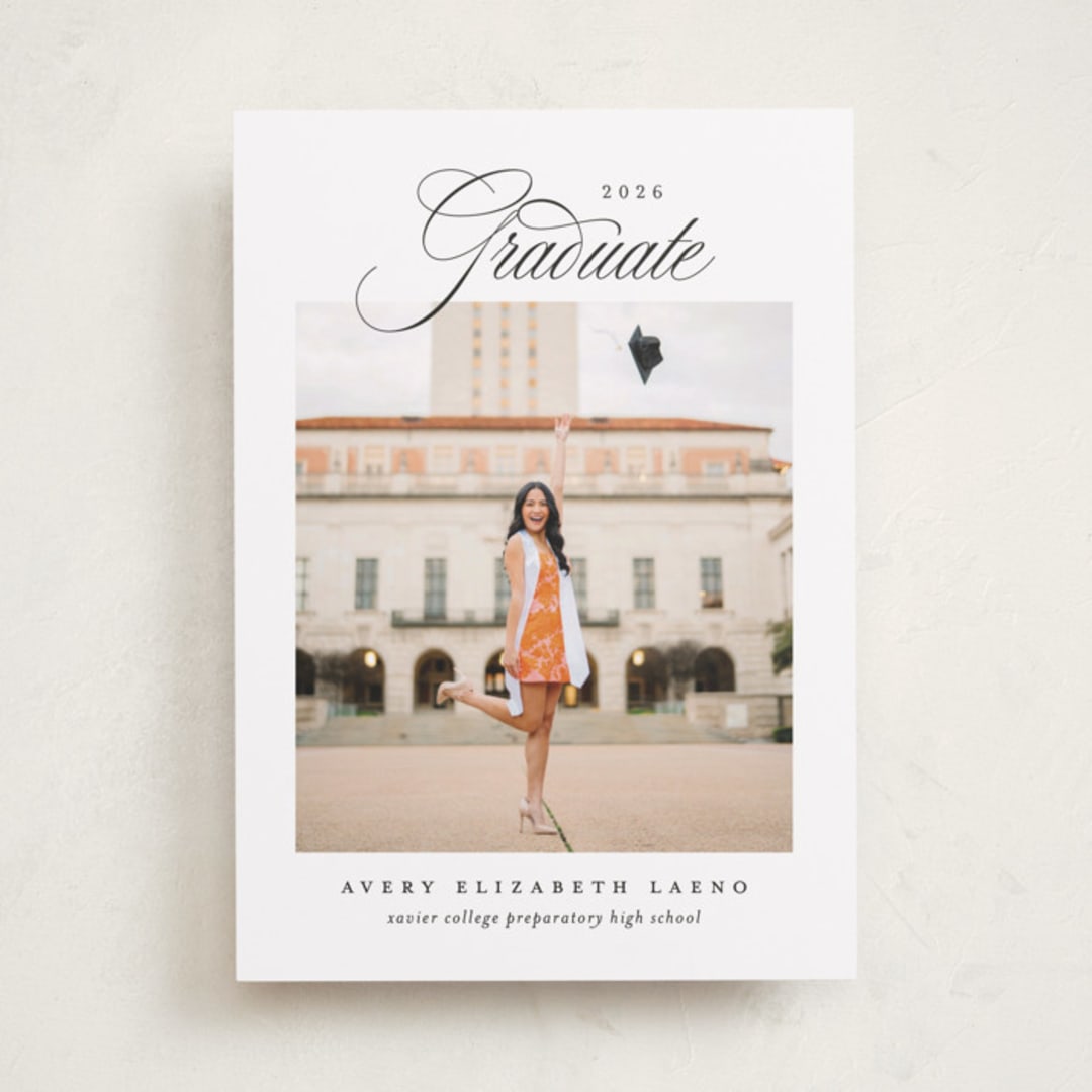 "Classical Grad" - Graduation Announcements in Swan by Jennifer Postorino - Front