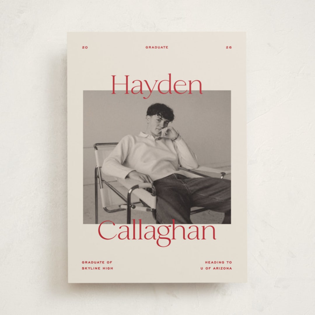 "hayden" - Graduation Announcements in Scarlet by Ellen Schlegelmilch - Front