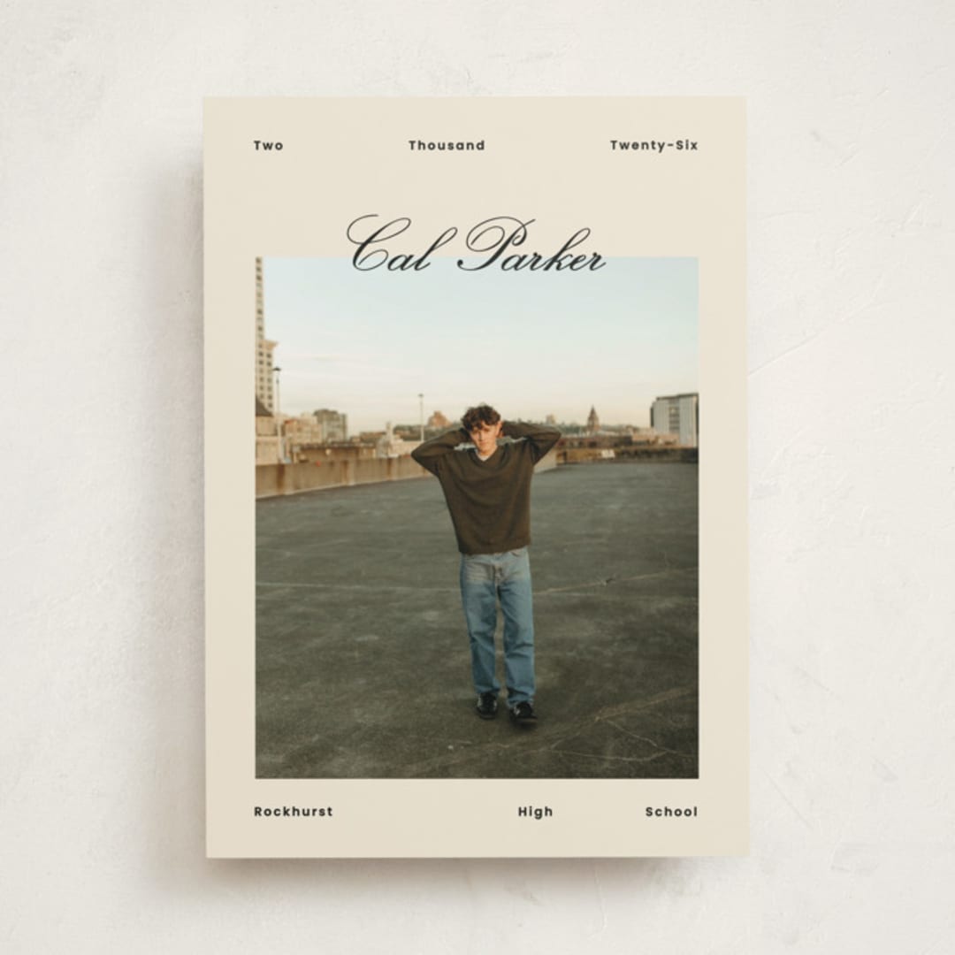 "Perfectly Scripted" - Graduation Announcements in Sand by Rachel Cassel - Front