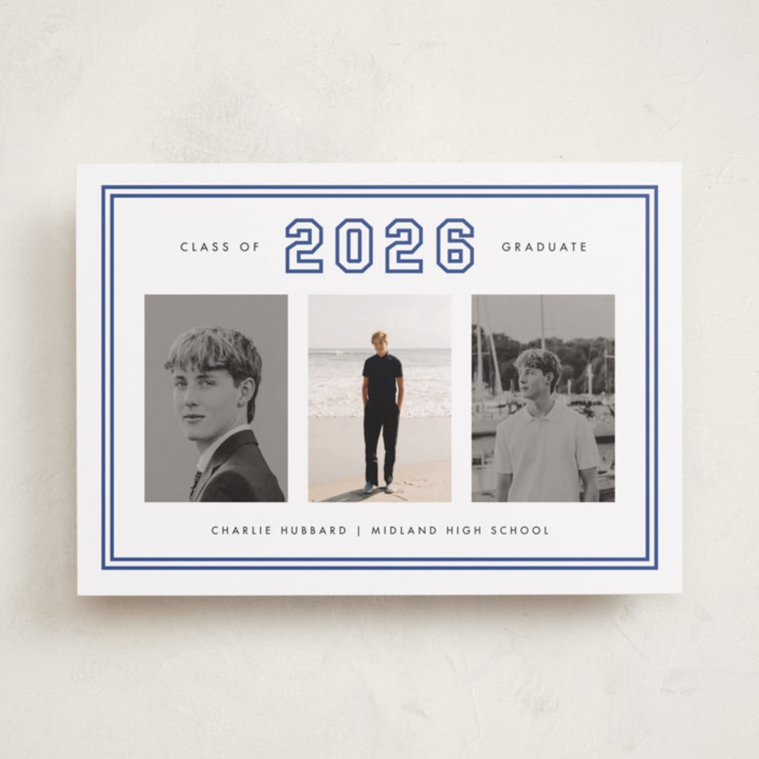 "Letterman" - Graduation Announcements in Royal by Stacey Meacham - Front