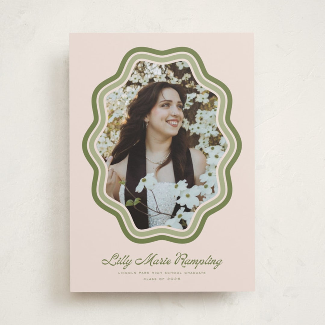 "Scalloped" - Graduation Announcements in Matcha by Melanie Kosuge - Front