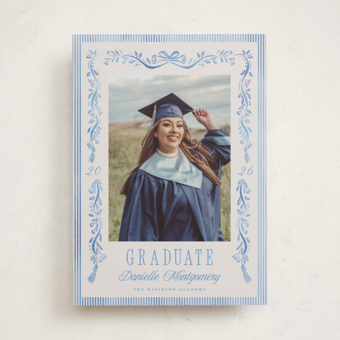 "Hats Down" - Graduation Announcements in Sky by Petra Kern - Front