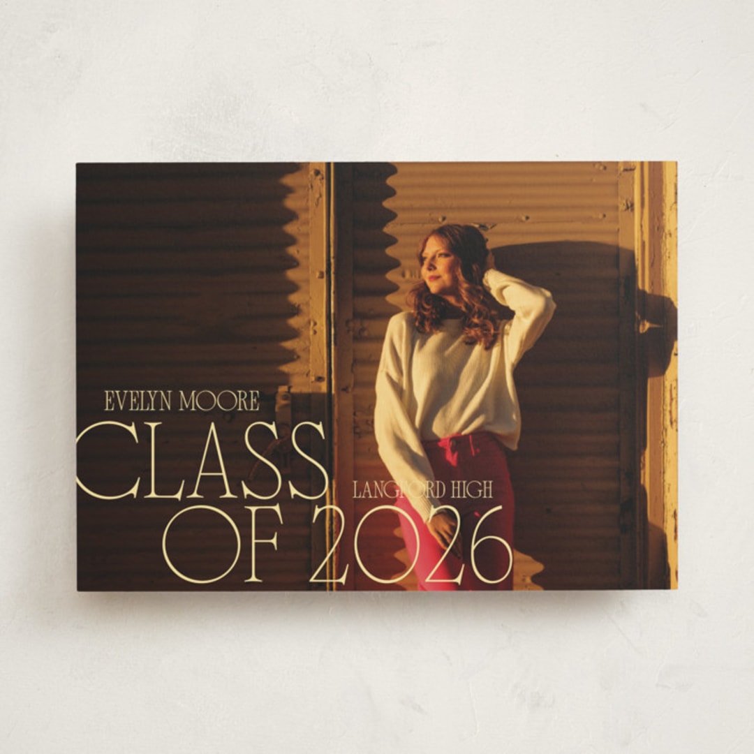 "Edge Play" - Graduation Announcements in Golden Hour by Leia Matt - Front