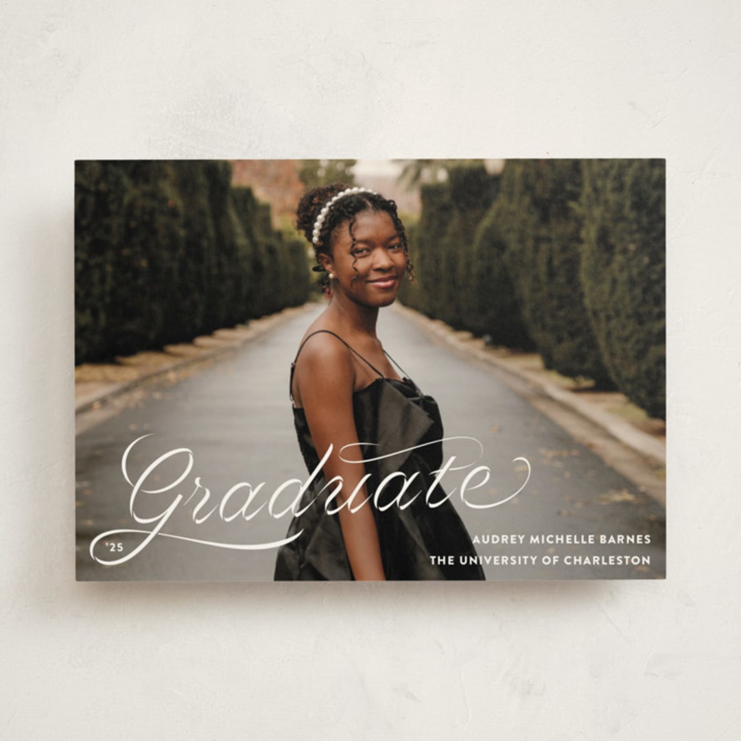 "Ribbons and Cords" - Graduation Announcements in Ink by Megan Davis - Front