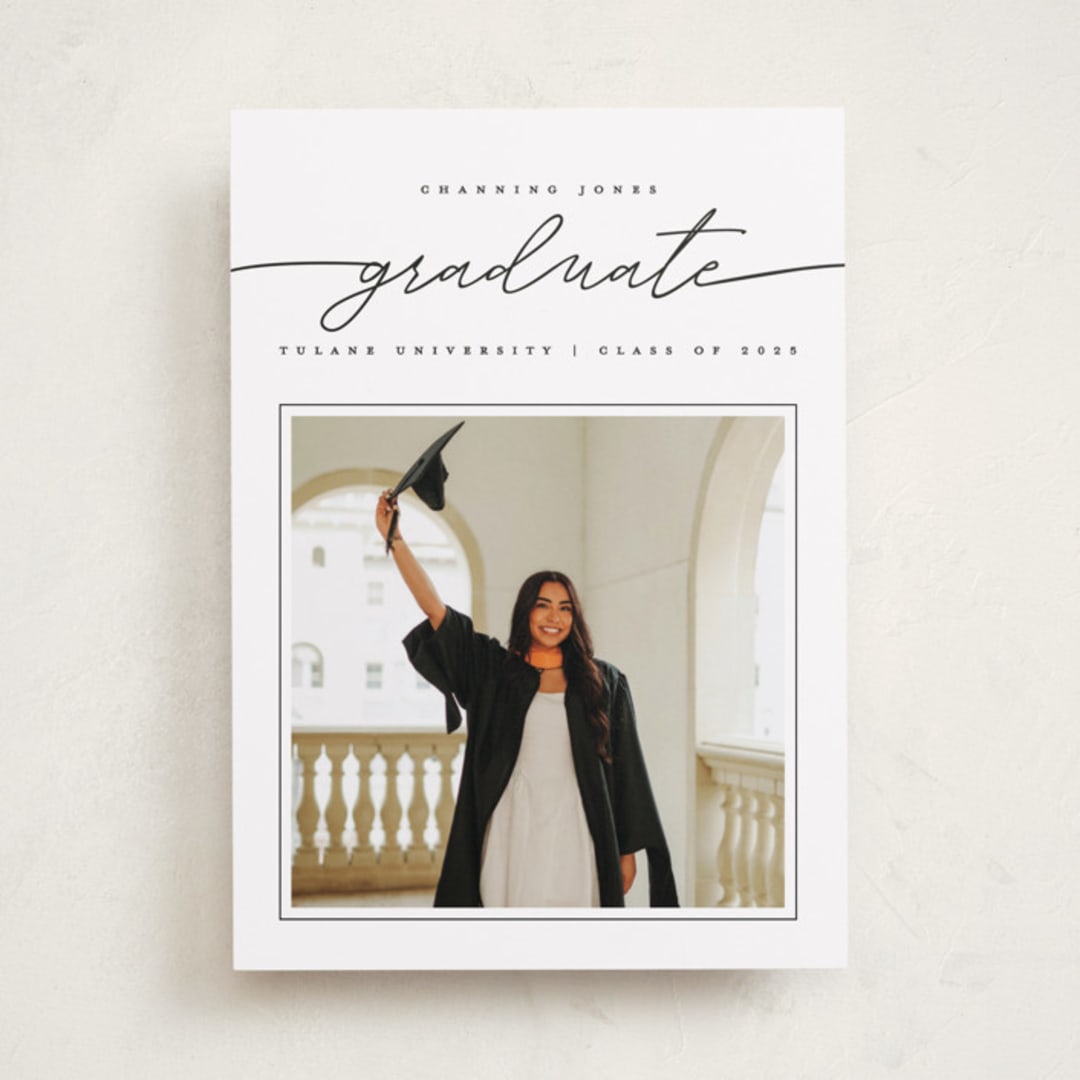 "Simple Details" - Graduation Announcements in Tuxedo by Pixel and Hank - Front