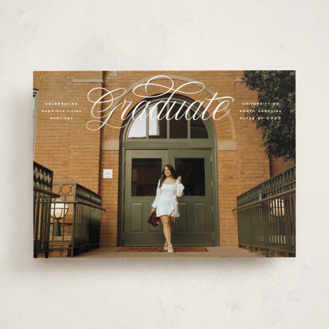 "Legato" - Graduation Announcements in Crisp Linen by Erin L. Wilson - Front