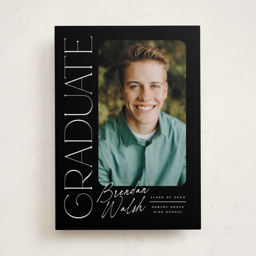 "Distinguished" - Graduation Announcements in Eclipse by Everett Paper Goods - Front