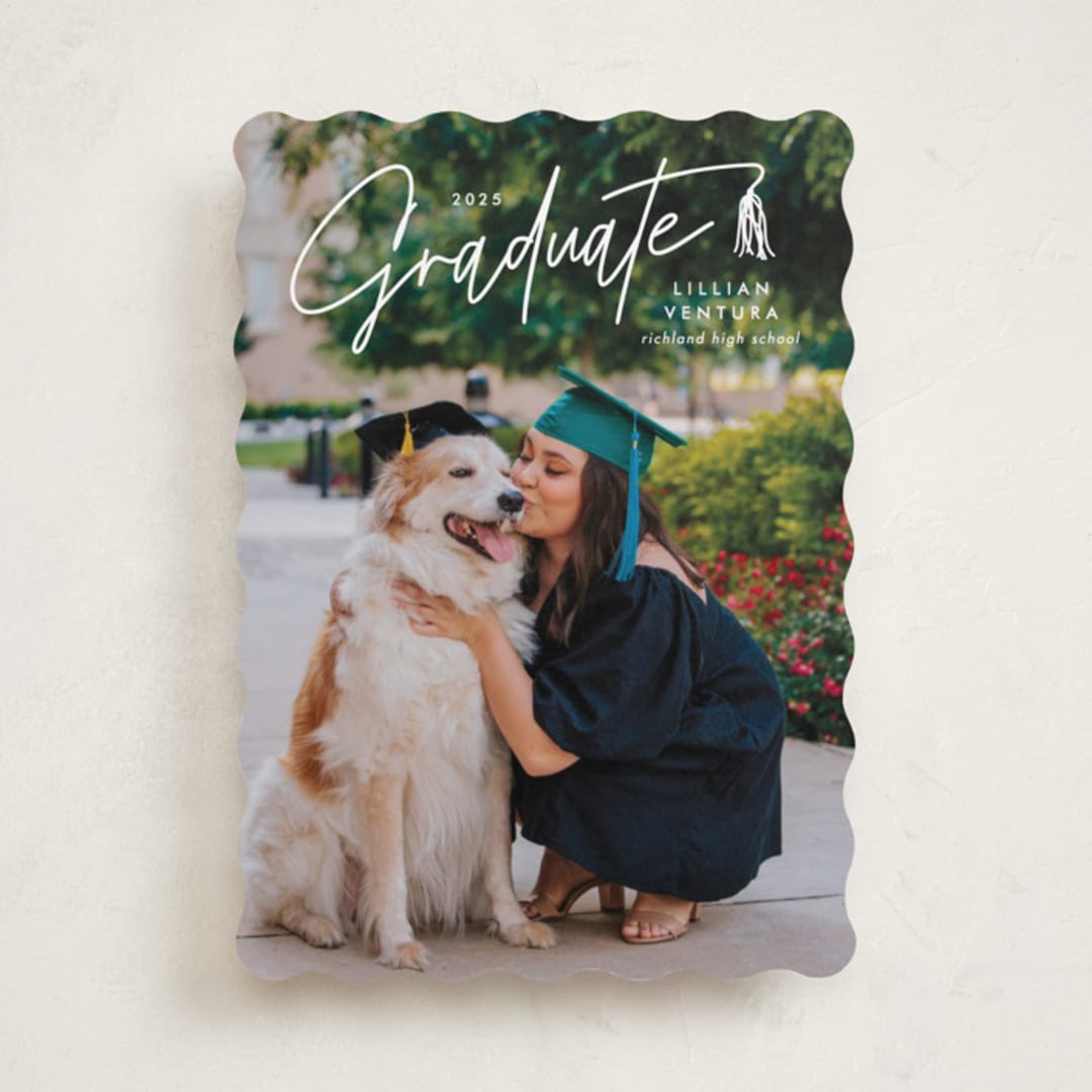 "Tassled T" - Graduation Announcements in Snow by Lauren Chism - Front