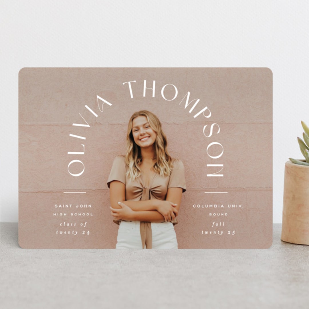 "Arched Name" - Graduation Announcements in Opal by Ana Sharpe - Front