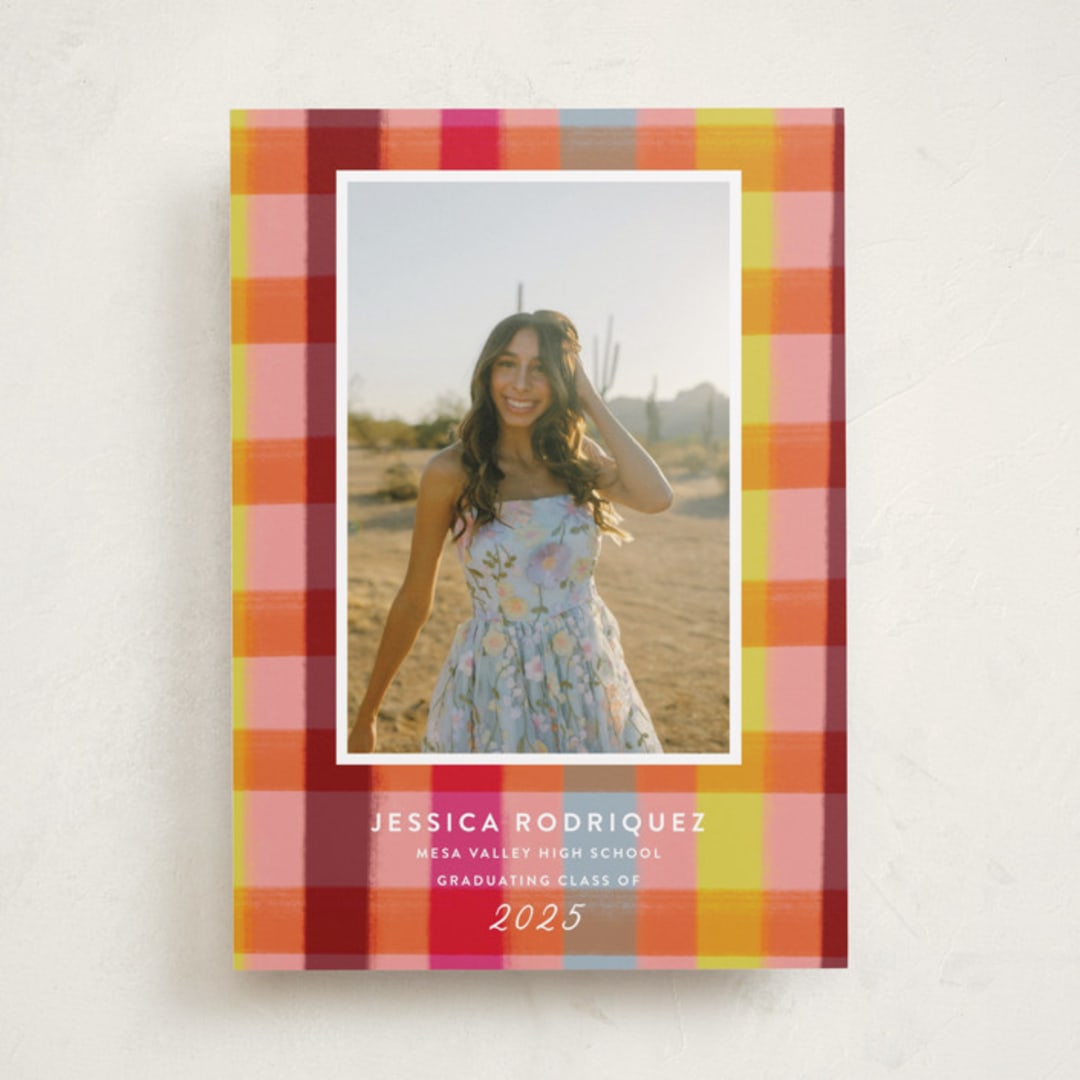 "Rainbow plaid" - Graduation Announcements in Ruby by Kat Roberts - Front