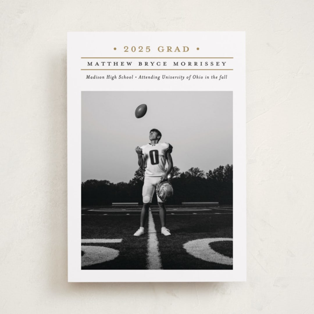 "Modern Grid" - Graduation Announcements in Golden by Erica Krystek - Front