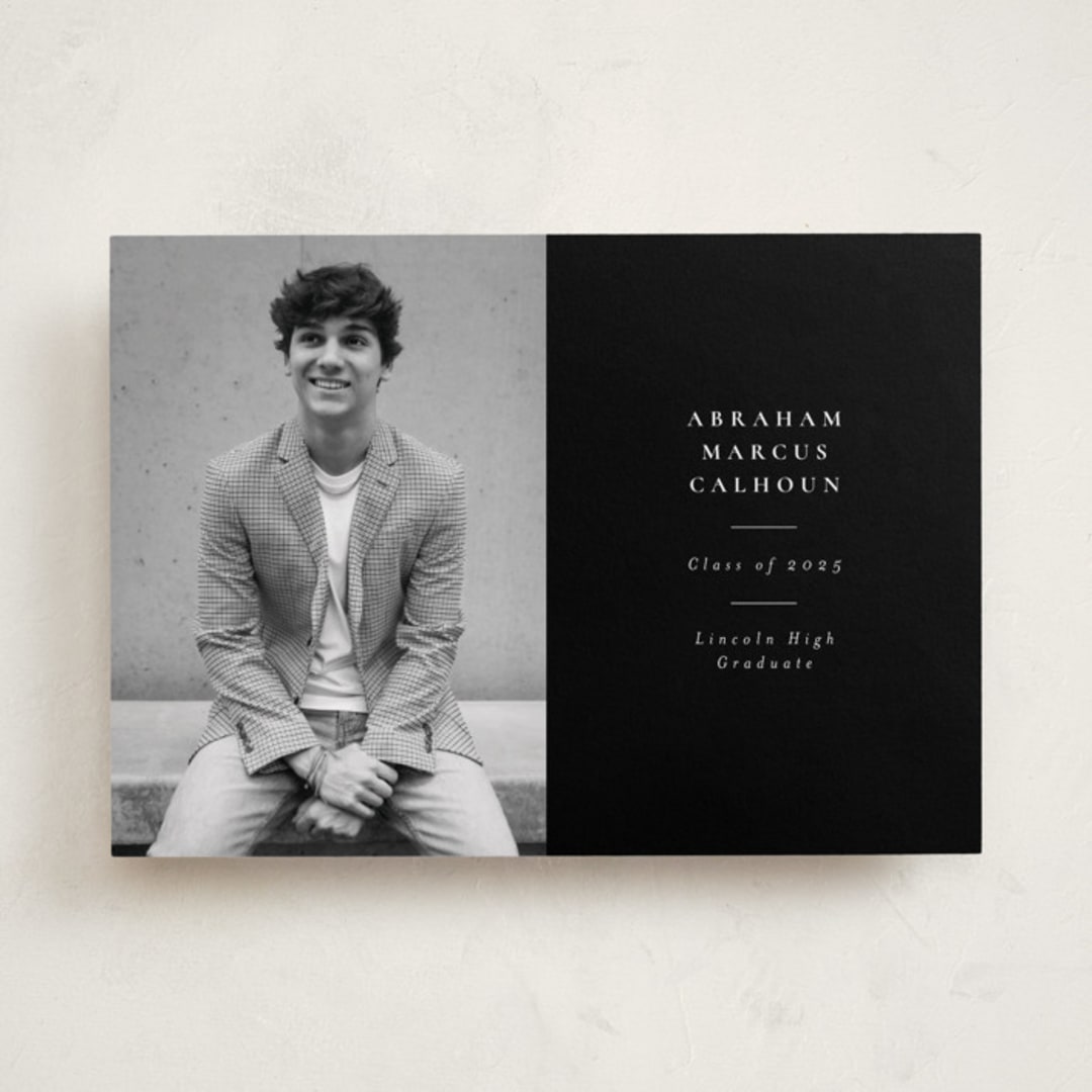 "Distinguished" - Graduation Announcements in Noir by Meggy Masters - Front