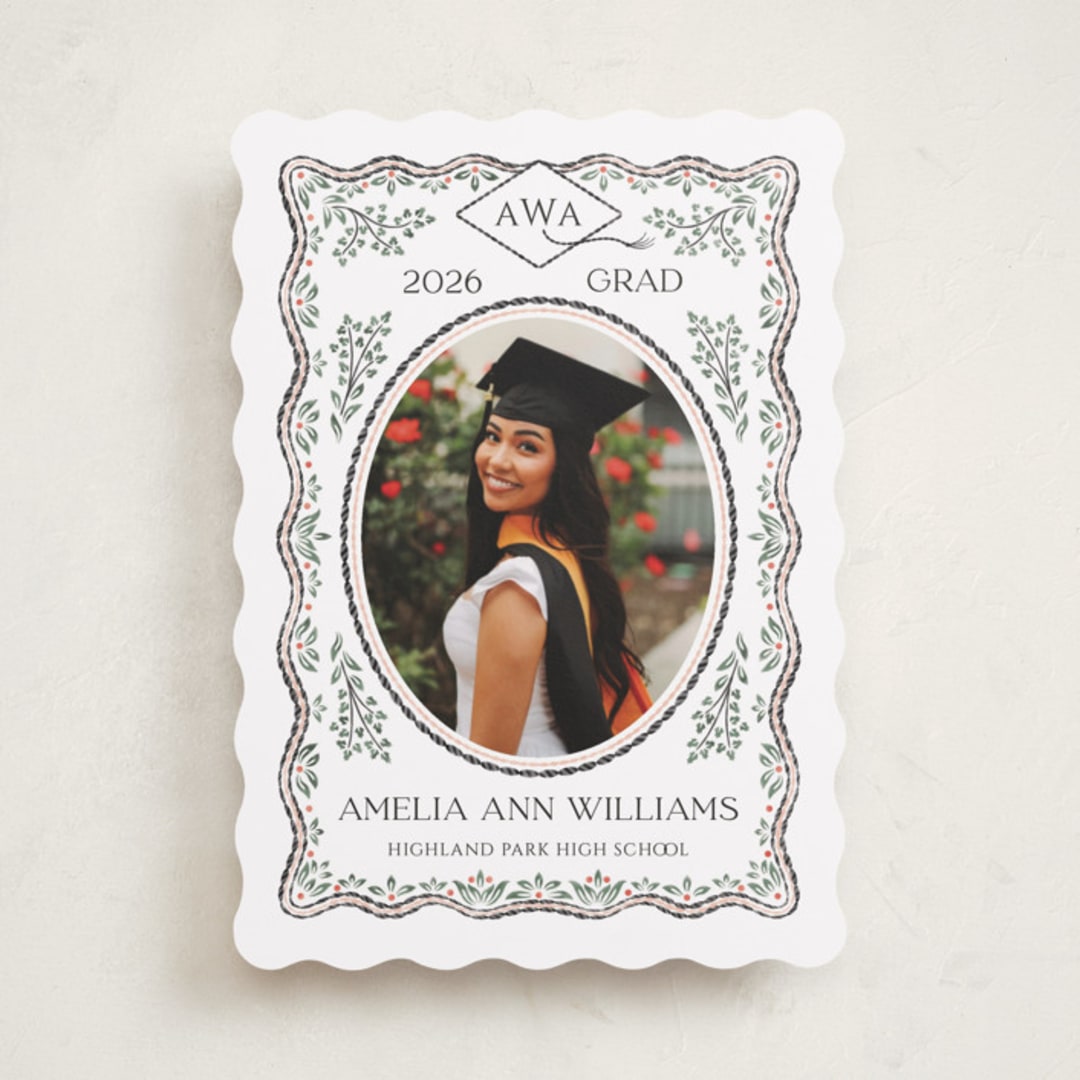 "Ivy Grad" - Graduation Announcements in Linen by Paper Sun Studio - Front