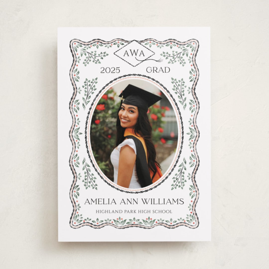 "Ivy Grad" - Graduation Announcements in Linen by Paper Sun Studio - Front