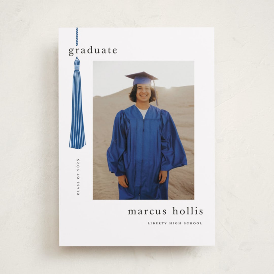"Tassled" - Graduation Announcements in Cobalt by Ashlee Townsend - Front