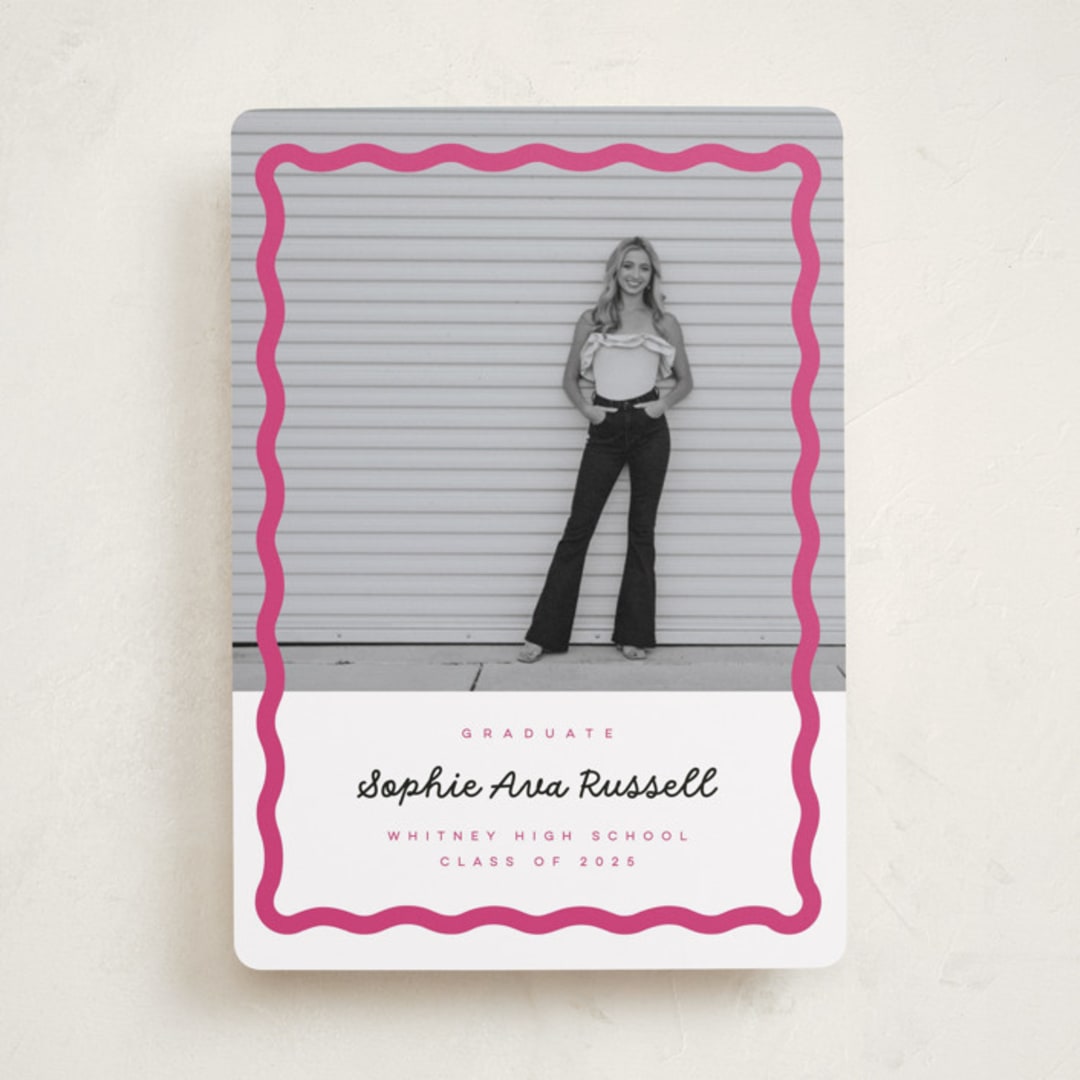 "wavy border" - Graduation Announcements in Bubblegum by Emily Sabol Goss - Front