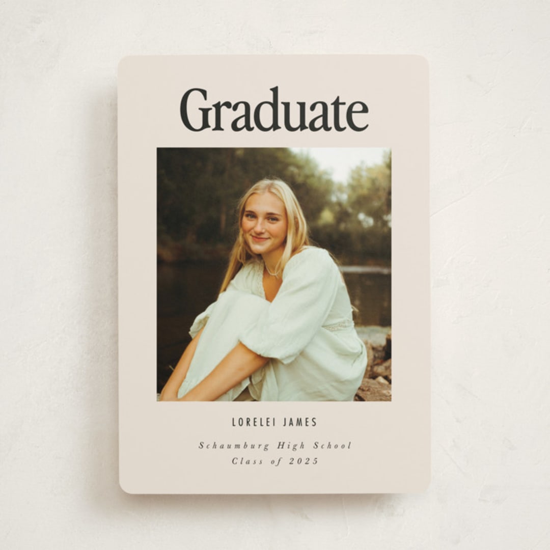"Persistence" - Graduation Announcements in Cream by Nazia Hyder - Front