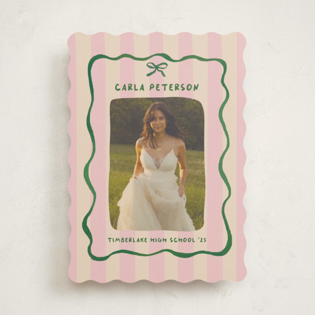 "Whimsical Stripes" - Graduation Announcements in Raspberry Matcha by Vera Lim - Front