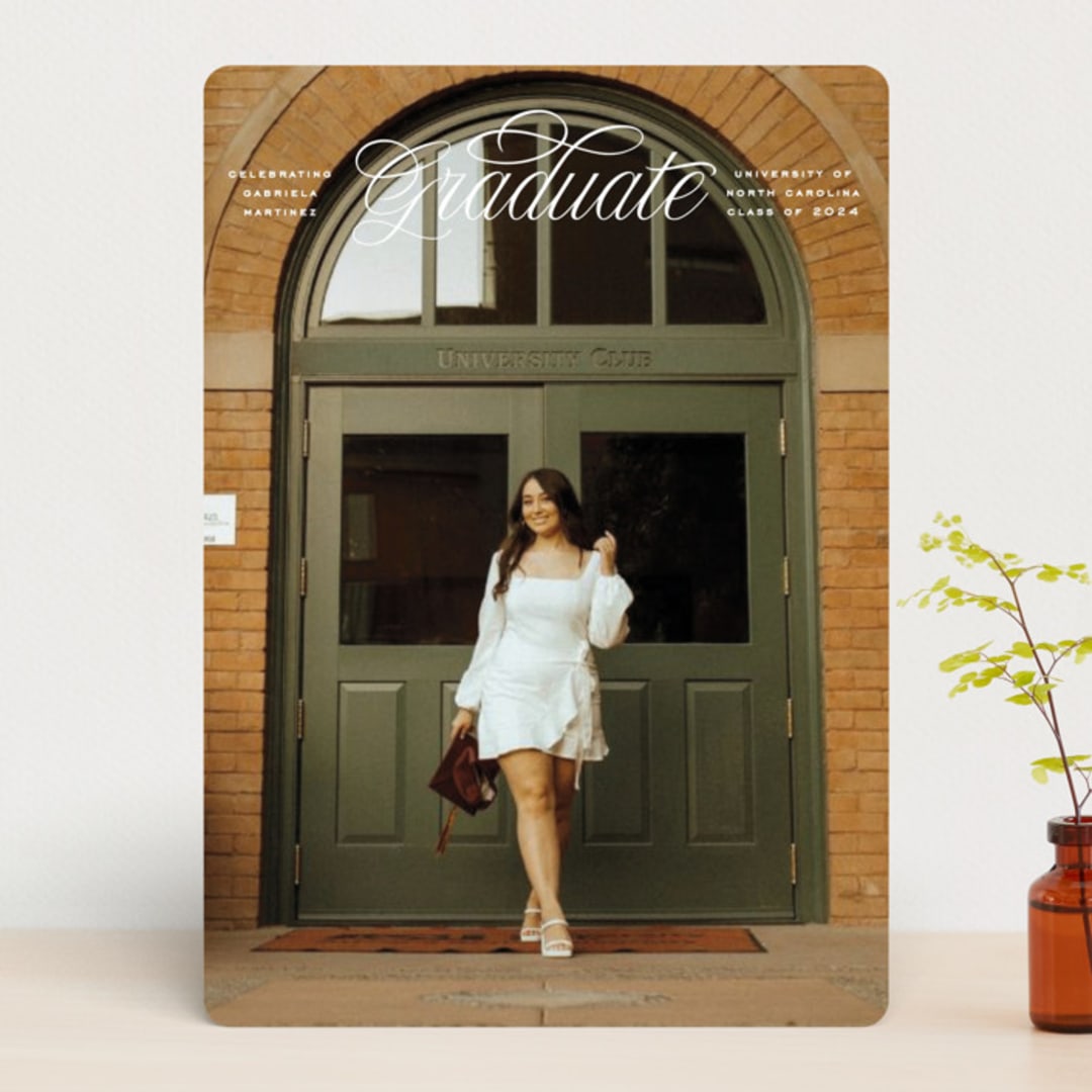 "Legato" - Graduation Announcements in Crisp Linen by Erin L. Wilson - Front