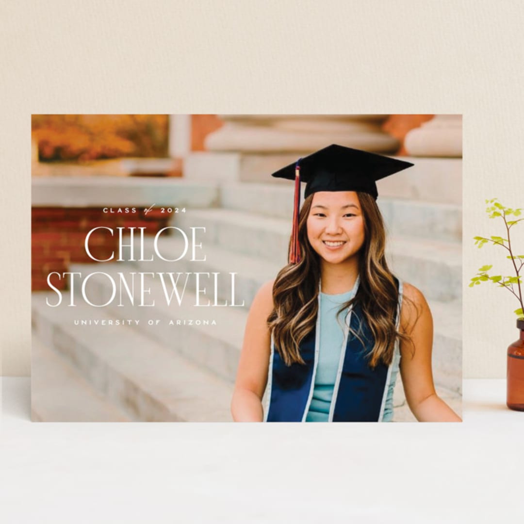 "Modern Serif" - Graduation Announcements in Snow by Ellen Schlegelmilch - Front
