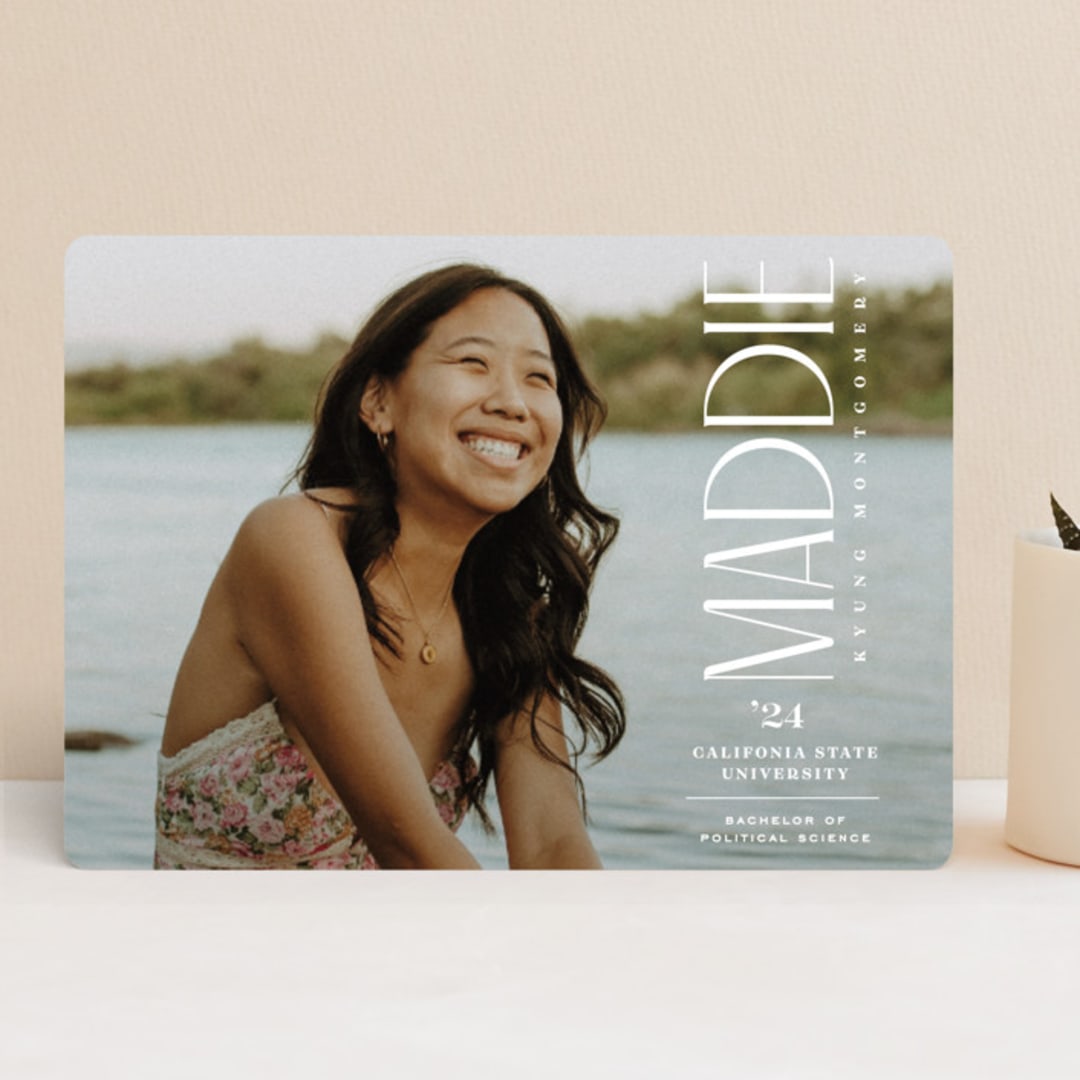 "Pillar" - Graduation Announcements in Snow by Owl and Toad - Front