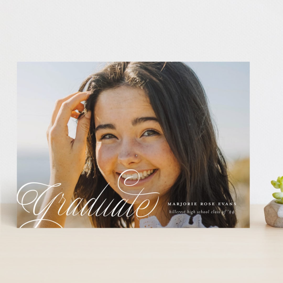 "Swooping" - Graduation Announcements in Cotton by Carmia Jordaan - Front