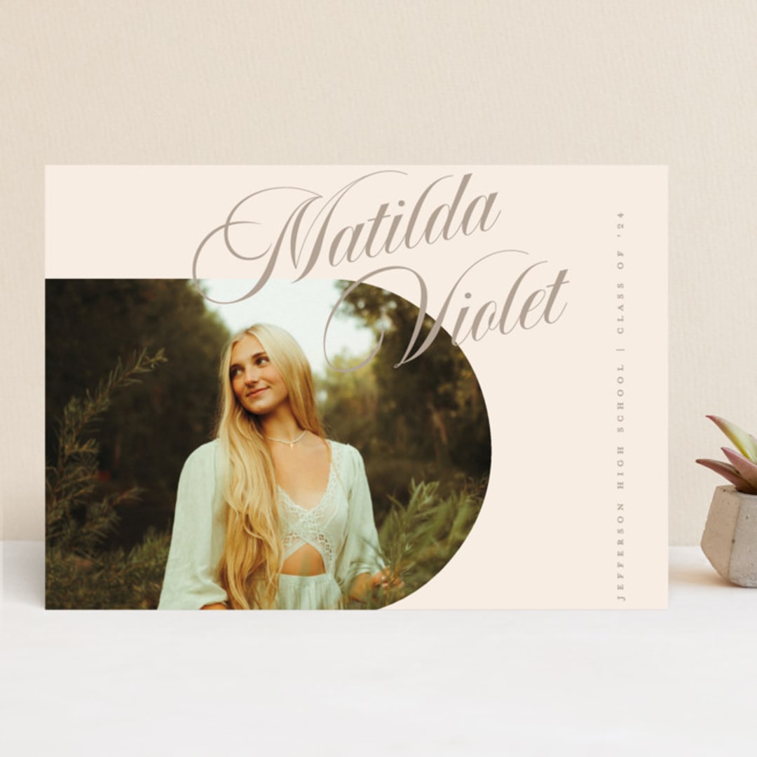 "Modern Curves" - Graduation Announcements in Almond by Morgan Kendall - Front
