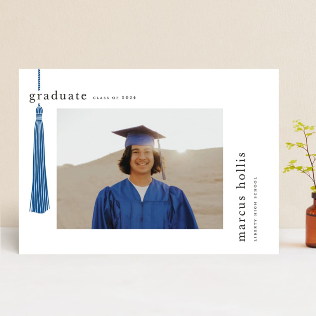 "Tassled" - Graduation Announcements in Cobalt by Ashlee Townsend - Front