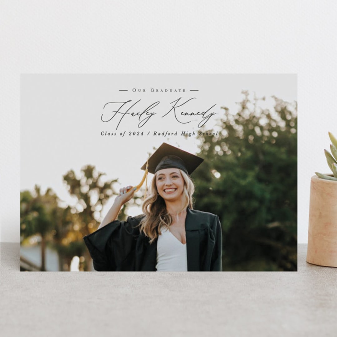 "Timeless Classic" - Graduation Announcements in Noir by Brandy Folse - Front