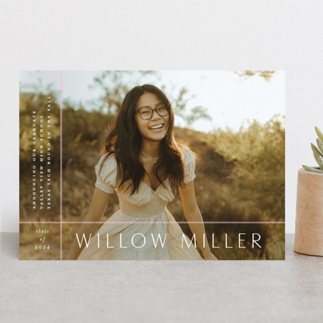 "Grids" - Graduation Announcements in Blush by Lauren Chism - Front