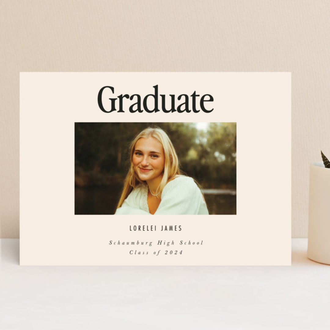 "Persistence" - Graduation Announcements in Cream by Nazia Hyder - Front