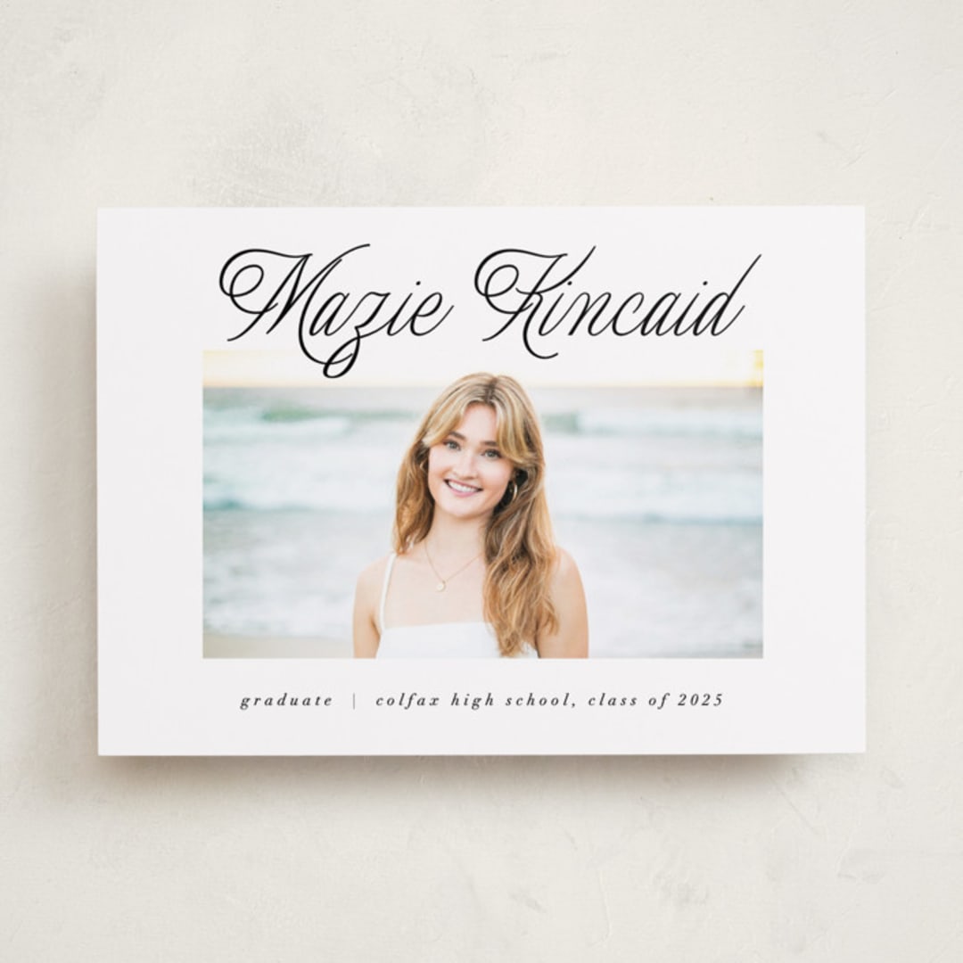 "Minimal Flourish" - Graduation Announcements in Noir by AK Graphics - Front