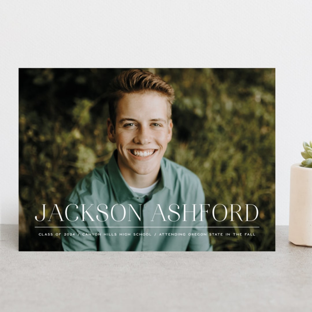 "Classy Stack" - Graduation Announcements in Limestone by Erica Krystek - Front