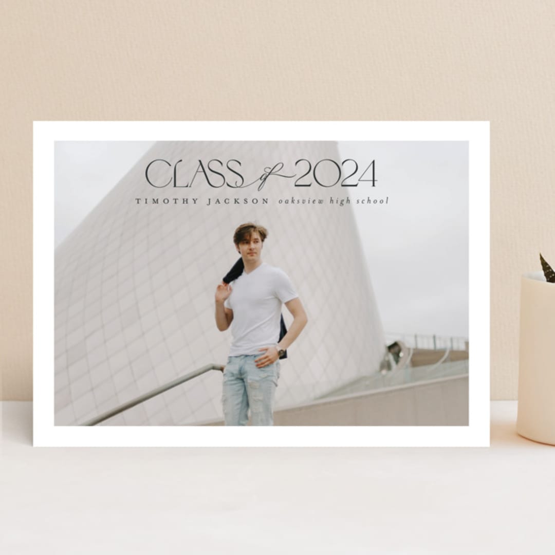 "Class" - Graduation Announcements in Charcoal by Nicole Walsh - Front