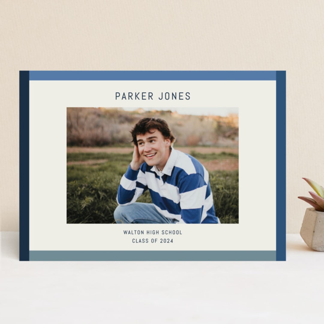 "Wide Frame" - Graduation Announcements in Ocean by Kelly Watkins - Front