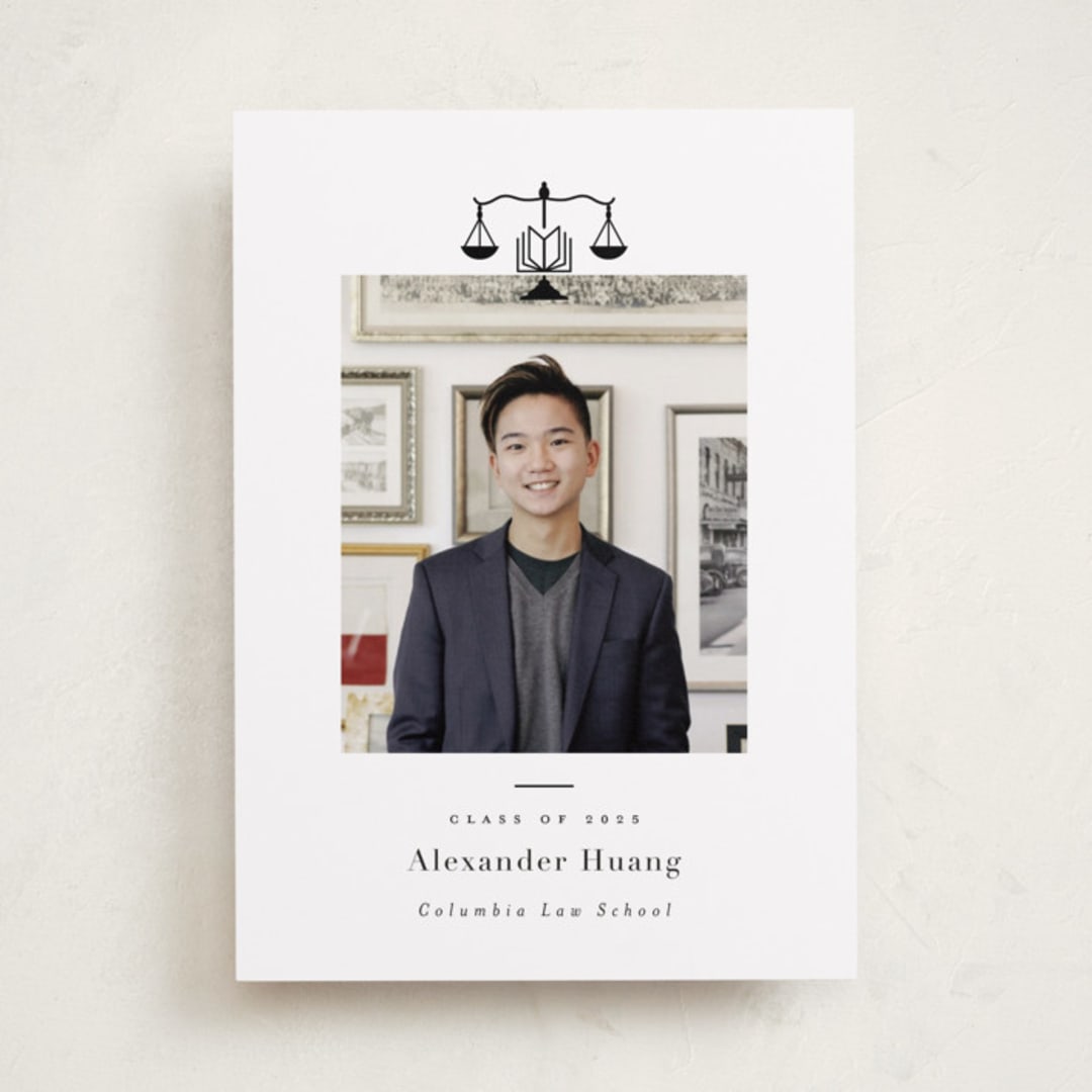 "Scales of Justice" - Graduation Announcements in Ink by Hudson meet Rose - Front