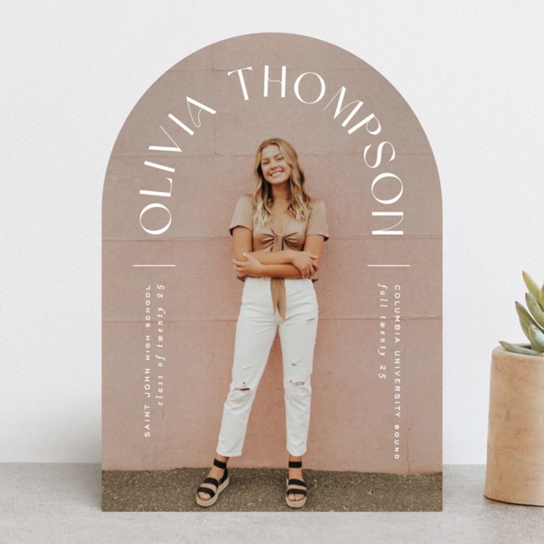 "Arched Name" - Graduation Announcements in Opal by Ana Sharpe - Front