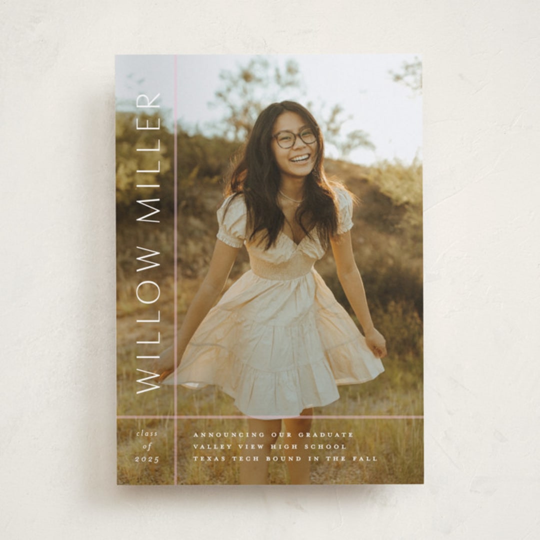 "Grids" - Graduation Announcements in Blush by Lauren Chism - Front