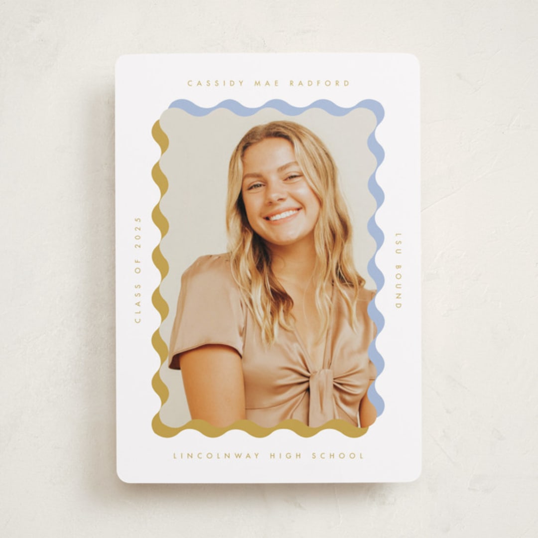 "wavy frame" - Graduation Announcements in Aqua by Baumbirdy - Front