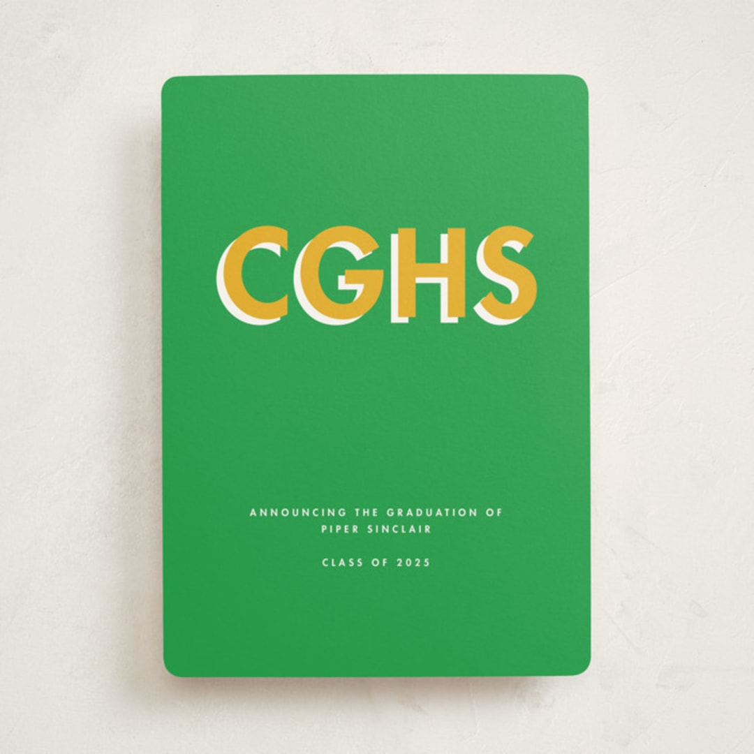 "Bold Initials" - Graduation Announcements in Grass by mo kelley - Front