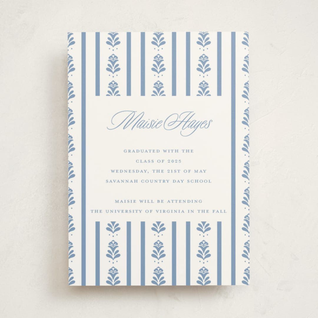 "Sweet Garden" - Graduation Announcements in Provincial Blue by Erin German - Front