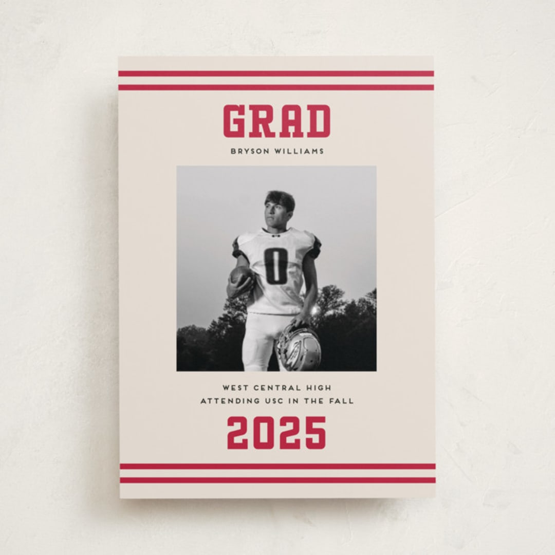 "Team Grad" - Graduation Announcements in Cherry by Louise Kay - Front