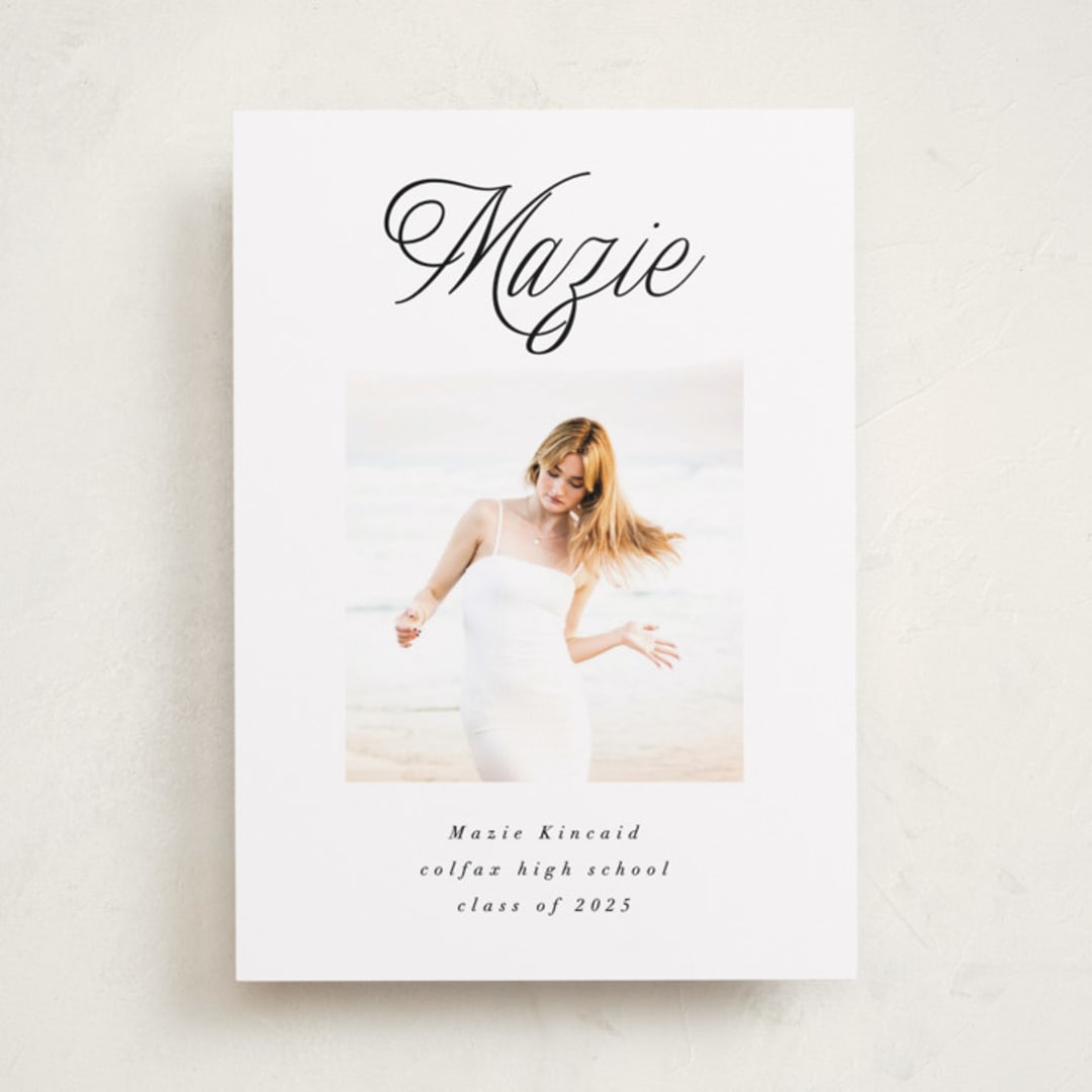 "Minimal Flourish" - Graduation Announcements in Noir by AK Graphics - Front