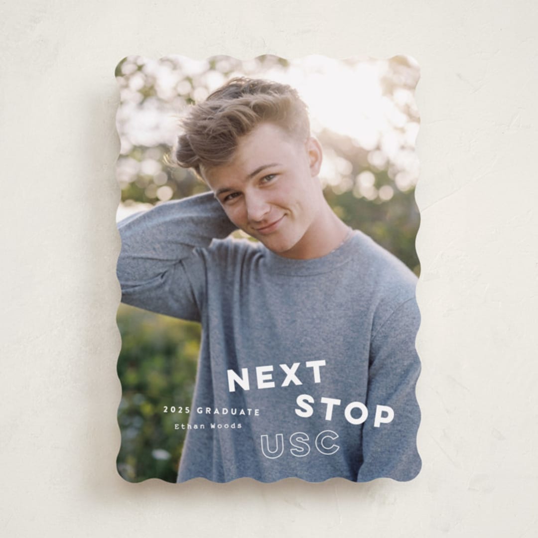 "next stop" - Graduation Announcements in Pearl by Sara Hicks Malone - Front