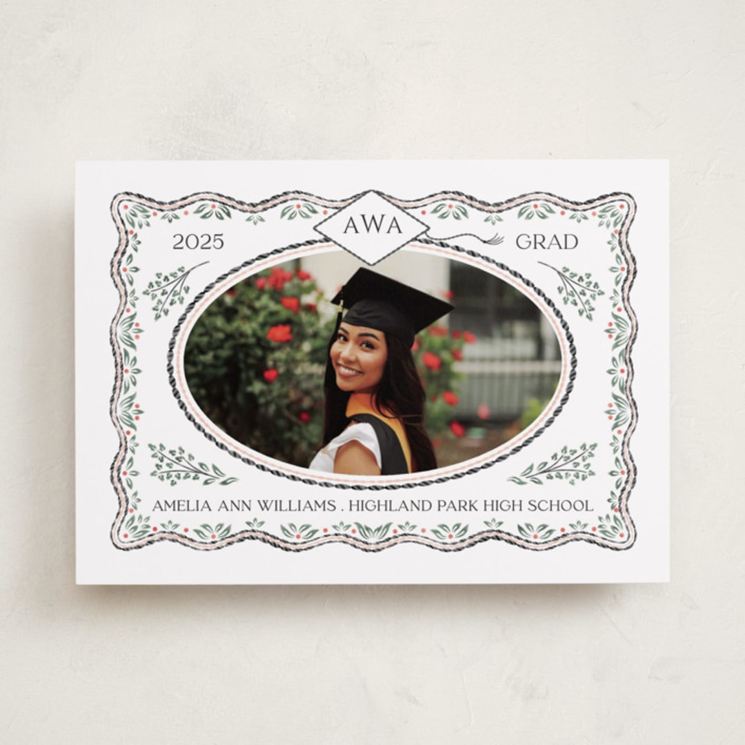 "Ivy Grad" - Graduation Announcements in Linen by Paper Sun Studio - Front