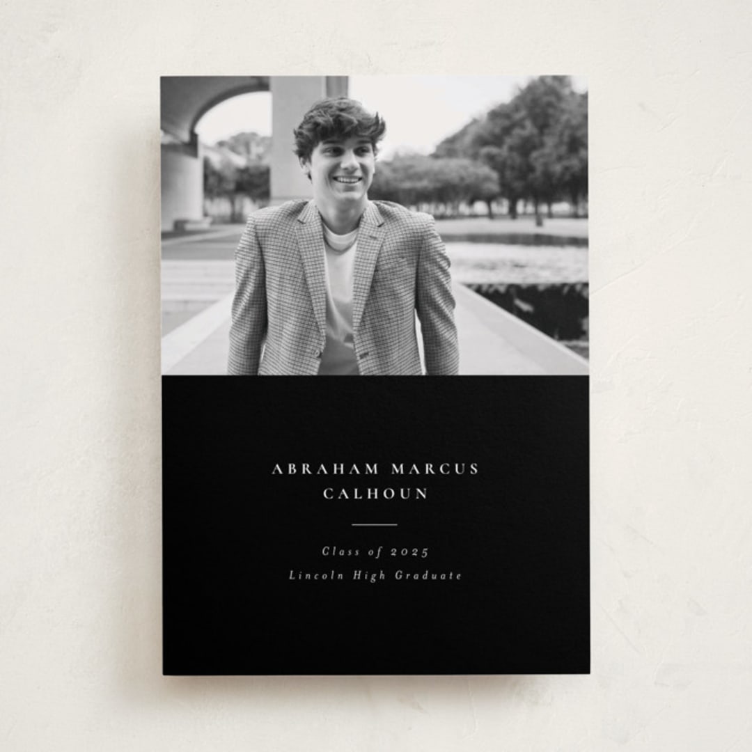 "Distinguished" - Graduation Announcements in Noir by Meggy Masters - Front